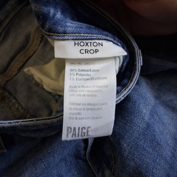 Paige Women's Size 29 Hoxton Crop Torn Back Hem Light Wash Denim Stretch Jeans - Picture 8 of 16